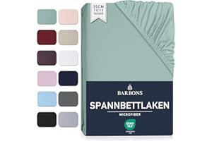 BARBONS Prześcieradło z gumką 140 x 200 cm – 35 cm głębokości, kieszeń, certyfikat Oeko-Tex, szczotkowany poliester, prześcieradło z mikrofibry, poszwa na kołdrę na łóżko kontynentalne, grube materace (140 x