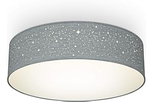 B.K.Licht - Lampa sufitowa, klosz lampy z efektem gwiazd, abażur z materiału, oprawka E27, maks. 40 W, lampa sufitowa, lampa do salonu, sypialni, kuchni, 38 x 10 cm, szara