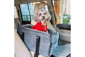 Arkyomi Fotelik samochodowy dla psów, kotów, mały, stabilny fotelik samochodowy z paskiem, zdejmowany, nadaje się do prania, dla kotów i średnich psów, do 6 kg, szary