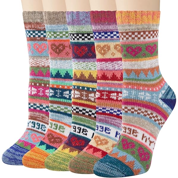 Chalier Finery Lot De 5 Paires De Chaussettes Thermiques En Laine Pour Femme Pour L'hiver - Taille 36-41, 37-42 EU