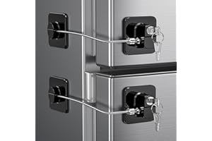 WILNIRY 2 Pcs Serrures de Réfrigérateur avec Clés pour Enfants, Tout-petits et Adultes, Loquet de Frigo Auto-adhésif pour, Frigo, Armoires et Tiroirs, Four, Fenêtres (Brevet) (2 verrous noirs)