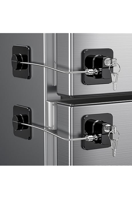 Blocca Porta Frigorifero E Cassetti - Serratura Di Sicurezza Bianca Per Bambini, Con Nastro 3M - Foto 5