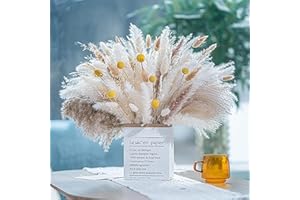 DESDIRA 115 Flores Secas Naturales 40-44 cm para decoración de hogar Bohemio Ramos de Flores Secas Naturales Decoración, Hierba de Pampa Esponjosas para Decoracion Boho Fiestas Bodas