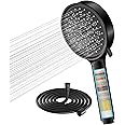 Cobbe Hard Water Filter Shower Head and Hose with 20 Stage Filter, 6 Spray Jet Modes High Pressure Bathroom Shower Head, Large Powerful Handheld Showerhead for Residual Chlorine Remove (Black)
