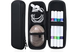 BREMOROU Czarna przenośna kosmetyczka z zamkiem błyskawicznym, mały piórnik, cienka, twarda obudowa, etui na długopisy, wodoodporne etui podróżne, organizer na przybory do makijażu dla chłopców dziewcząt