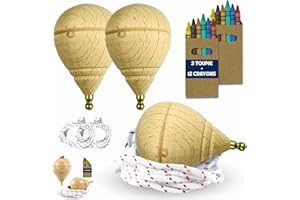 ALEJANDRO FUENTES AF® - Toupie Bois - Set 3 toupie Enfant + 12 Cires de Couleurs pour Enfants | Personnalisez Votre toupie en Bois Minis