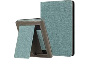 MOKASE Etui Compatible with 7 calo Kindle Paperwhite (12. generacja, 2024) i Kindle Colorsoft Signature Edition, składana podstawka z ultra skóry PU z Auto Wake/Sleep i paskiem na rękę, Pine Green