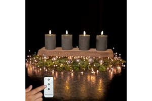 ‎INSPINOVIA INSPINOVIA LED Echtwachs Kerzen 4er Set mit Fernbedienung & Timer | Weihnachtskerzen | Ideal für Adventskränze | Weihnachtsdeko | Adventskerzen (Grau, 4er Set | 10 cm)