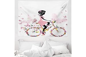 ABAKUHAUS Bicicleta Tapiz de Pared y Cubrecama Suave, Las Mariposas del Florista De, Colores Firmes y Durables, 150 x 110 cm, Multicolor