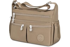 TEUEN Bolso Bandolera Mujer Mediano Casual Bolsos de Mano Impermeable de Nailon Ligero Bolso Crossbody Bag con Múltiples Bolsillos Bolso Cruzado para Universitarias Viaje Uso Diario