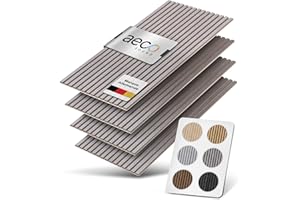 Aeco Sound® - Panneaux Acoustiques En Bois, 4 Pièces De 120x60 cm (= 2,88m²) - Feutre Acoustique (Gris) & Placage En Bois Véritable (Poirier) - Revêtement Mural 3D, Isolation Phonique