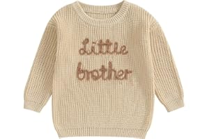PanLidapan Brother Matching Clothes Embroidery Big Little Brother Jumper Knitted Sweater Kid Toddler Baby Boy Pullover Top