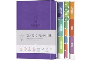 Daily Planner & appointment diary - Gratitude journal, wellness journal & 2024 Undated weekly planners and organisers - Desk journals for women & men - LUX Productivity Classic (GRAPE PURPLE)