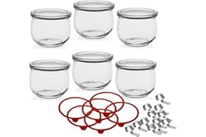 Weck Lot de 6 Pots Tulipe de 580 ML avec Un Couvercle de 100 mm, Le Joint et Les Clips sont Inclus, en Verre, Transparent