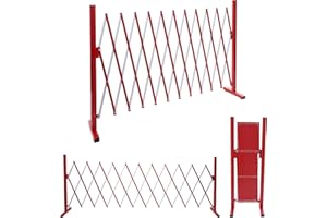 MENDLER HWC-B34 Extendable Barrier Fence Guard Aluminium Red/White Height 103 cm Width 37 - 300 cm