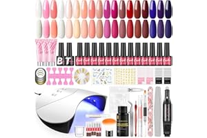 ‎COSCELIA COSCELIA Nagellack Set 15pcs Gel Nagellack mit 36W U V/LED Lampe 3pcs Poly Nail Extension Gel, Elektrische Nagelfräser Top & Base Coat Nagel Sets Gel Nägel für Anfänger