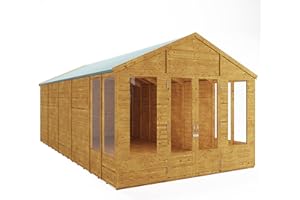 BillyOh 20x10 Summer House Log Cabin | Garden Room Wooden Summerhouse Home | Office Storage Shed Apex Sheds Holly (Spray Golden Brown, 20x10)