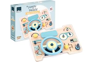 VILAC - Ma première Voiture Tableau d'activités et d'éveil - Jouet Premier Age - 1 Tableau de Bord Multi-activités en Bois - Jeux d'Eveil pour Enfant en Bois - Jouet pour Enfant Dès 18 Mois - 2144