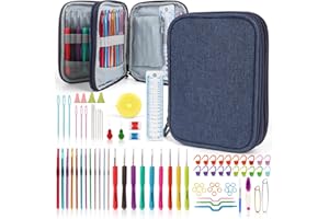 Katech 85 Pièces Aiguilles Crochet Kit, Set Crochet Tricot Ergonomique et Antidérapant avec Accessoires et Sac Tricot, Kit Crochet Laine Débutant Idéal pour Tissage Artisanal