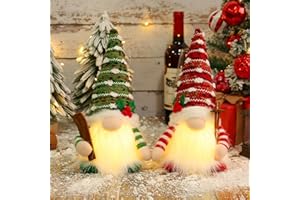 JEDWKFA 2 Piezas Gnomo Navidad, Gnomos Navideños con Luz, Gnomo Navideño de Peluche, Gnomos Navideños Decoraciones, Muñecos de Navidad, para Decoraciones de Mesa Navideñas