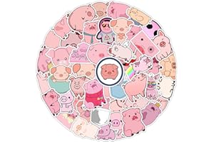 KOWASO Lindo Cerdo Pegatinas 50 Piezas Pegatinas Estéticas para Botellas de Agua Portátil Álbumes de Recortes Guitarras Equipaje Bicicleta Teléfono Patinetas|Adolescentes Niña Niños Pegatina