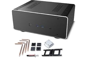 Akasa Maxwell Pro Plus, aluminiowa obudowa Mini-ITX bez wentylatora, gotowa do LGA1700, zestaw termiczny w zestawie, mała obudowa komputera do gier, środowisk HTPC i audiofilskich, A-ITX48-M2B