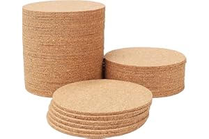 LEOINAER Dessous de Verre Liège Rond + Lot de 50 Pièces + Diamètre 10 cm + Épaisseur 2 mm + Naturel et Réutilisable