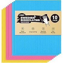 Strofinacci Svedesi Riutilizzabili In Cellulosa E Cotone - Confezione Da 8 Panni Super Assorbenti + Clip - Biodegradabili, Antigraffio, Lavabili - Perfetti Per Cucina, Piatti E Superfici - 2