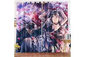 KIDSLOVE Anime Verdunkelungsvorhänge Anime Mädchen Blickdicht Vorhänge Cartoon Manga Japanisch Verdunkelungsvorhang Für Schlafzimmer Kinderzimmer (5,150x166cm(BxH)/ 75x166cmx2)