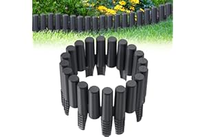 XMTECH Rasenkante Holzoptik 8,4m Garten Beetumrandung Beeteinfassung Mähkante Palisade aus Kunststoff, Gartenpalisade Gartenzaun, Anthrazit, 1 Element (L x H): 28 x 24,5 cm, 30 Stück