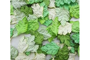 WADSUWAN SHOP 100 pcs Patch Mlberry Paper Leaves 37x23 mm Mulberry Paper Pine Leaves Scrapbooking Wedding DIY Craft Supplies Card, Artificial Leave (Mixed Green)