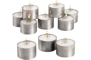 ZYBUX - Tea Lights Unscented Candles Pack with Metal Cups up to 7-Burning Hours White Candles for Indoor and Outdoor Used for Decorations, Night Light Candles 3.7Cm x 2 cm - 20g (Pack of 50)