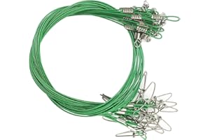 MILEPETUS 45 kg Robuster Angeldraht aus Edelstahl, hochfeste Angelschnurführung mit Drehgelenken und Druckknöpfen, 20 Stück, grün