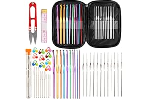 PLAPOT Set di Uncinetti,53 Pezzi Set di Aghi per Uncinetto con Custodia,Kit per Uncinetto per Principianti,Ideale Per Qualsiasi Tipo Di Motivi E Filati,per Lavoro a Maglia a Mano Fai-da-Te e Regalo