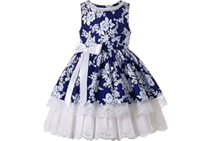 Ju petitpop Verano Niñas Vintage Floral Encaje Azul Ropa Elegante Volante Sin Mangas Fiesta Boutique Vestidos