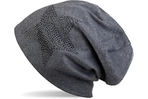 styleBREAKER Klassische Unisex Beanie Mütze mit Stern Strass Applikation, warm 04024023