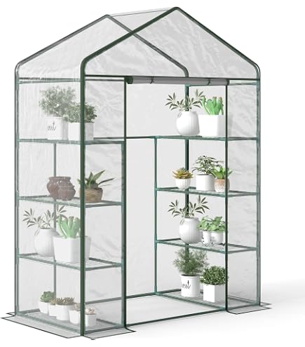 Serra In PE Per Balcone, Giardino E Terrazza, Per Pomodori Con Porta E Ortaggi, Con Struttura In Acciaio, 143 X 73 X 195 Cm, Bianca - 5