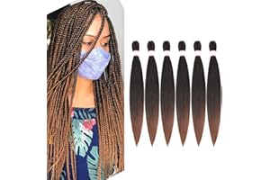 CHRAYLEND Vorgedehntes Flechthaar Easy Braid Professional Juckreizfreie Kunstfaser-Häkelborten Yaki Texture Hair Extensions 6 Packungen Braid Hair 26 inch (1B/30#)