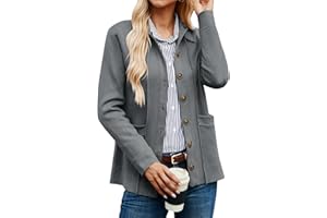 GRACE KARIN Maglione da Donna con Risvolto Cardigan Manica Lunga Button Down Maglione Classico con Tasche