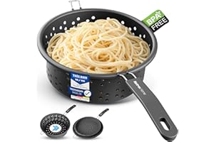 Netrox Passoire de cuisine pliable en silicone – Convient pour les aliments, passe au lave-vaisselle et sans BPA – Passoire à pâtes avec poignée pour casserole et cuisine – Passoire pour égoutter les