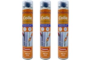 DSTOCK60-3 colles de montage polyuréthane pistolable - Colle polyuréthane non expansive - Pour le collage et montage de matériaux isolants, panneaux XPS et EPS, rouleaux d'étanchéité toiture bitume