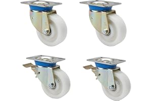 DELEX-ROLLEN Satz Schwerlastrollen 100 mm TK 1.600 kg Lenkrolle ohne und mit Bremse Polyamidrad Kugellager Anschraubplatte