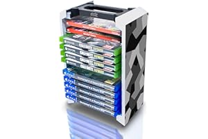 ADZ Grey Camo Game Storage Tower – Organizer universale per videogiochi per PS4, PS5, Xbox, Switch e Blu-Ray – Contiene 12 dischi – Ultimate Game Holder and Disc Storage Tower