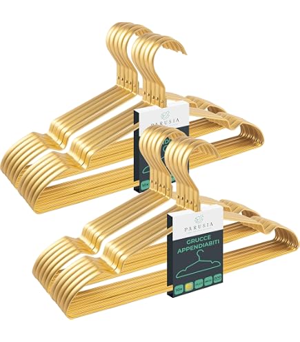 Donter 20 Grucce Per Abiti In Metallo Cromato 40 Cm - Salvaspazio Con Scanalature Per Gonne E Vestiti