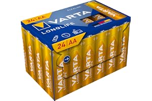 VARTA Batterier AA, 24 stycken Cube, Longlife, alkaliska | LR6 1,5 V, Made in Germany, hållbar i upp till 10 år, för fjärrkontroll, väggklocka, radio, väckarklocka eller ficklampa