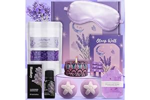 PEARSHEK Lavender Pamper Gifts for Women, Bath Self Care Set, Effectively aids sleep , Relax Get Well Soon Gifts for Women, Ideas for Best Friends, Mum, Sister, Ladies，Christmas gifts，Mothers Day Gifts