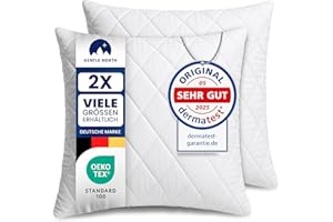 Gentle North Kopfkissen (45x45 cm groß) - 2er Set Kissen für Bett und als Dekokissen - Mit Reißverschluss für Füllung - Sofakissen - Zierkissen für Couch und Sofa - Ökotex - Waschbar bis 60° - Weiß