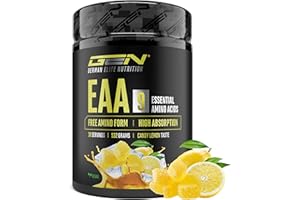 GEN GERMAN ELITE NUTRITION Poudre d’EAA 532 g (38 portions) - Les 9 acides aminés essentiels incl. histidine & BCAA - Formule Human Code - Végane - Très bonne solubilité - Boisson d’acides aminés rafraîchissante (Candy Lemon)
