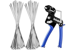DECHENGBAO Kit pistola per fascette in metallo, pistola per fascette in acciaio inossidabile Strumento di tensionamento e taglio regolabile con 200 fascette autobloccanti in acciaio inossidabile 304