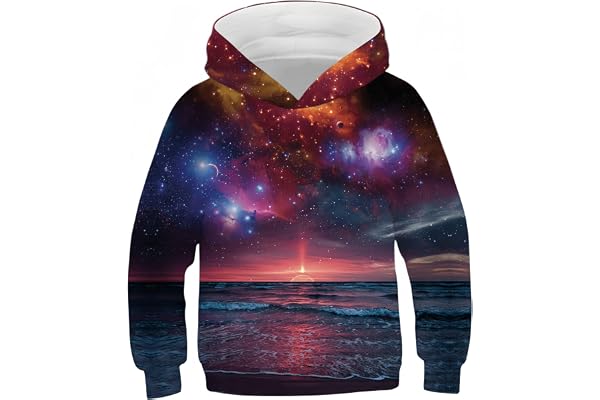 Ocean Plus Pojkar Hoodie Färgglad Tonåringar Hoodie Barn Langärmspulli med Huva Tröja Unisex Digitaltryckad Pullover